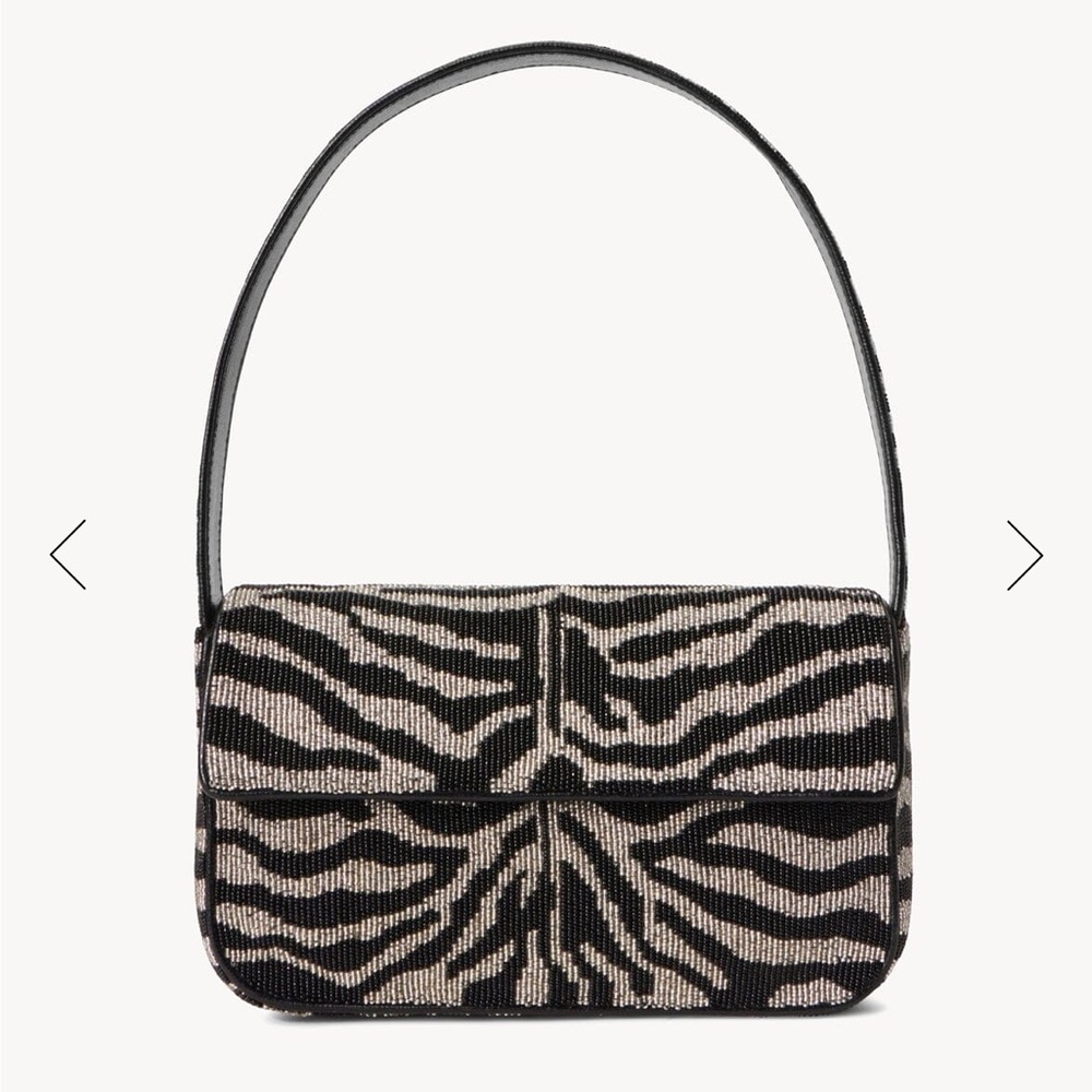 Staud Beaded Zebra Tommy Shoulder Bag
